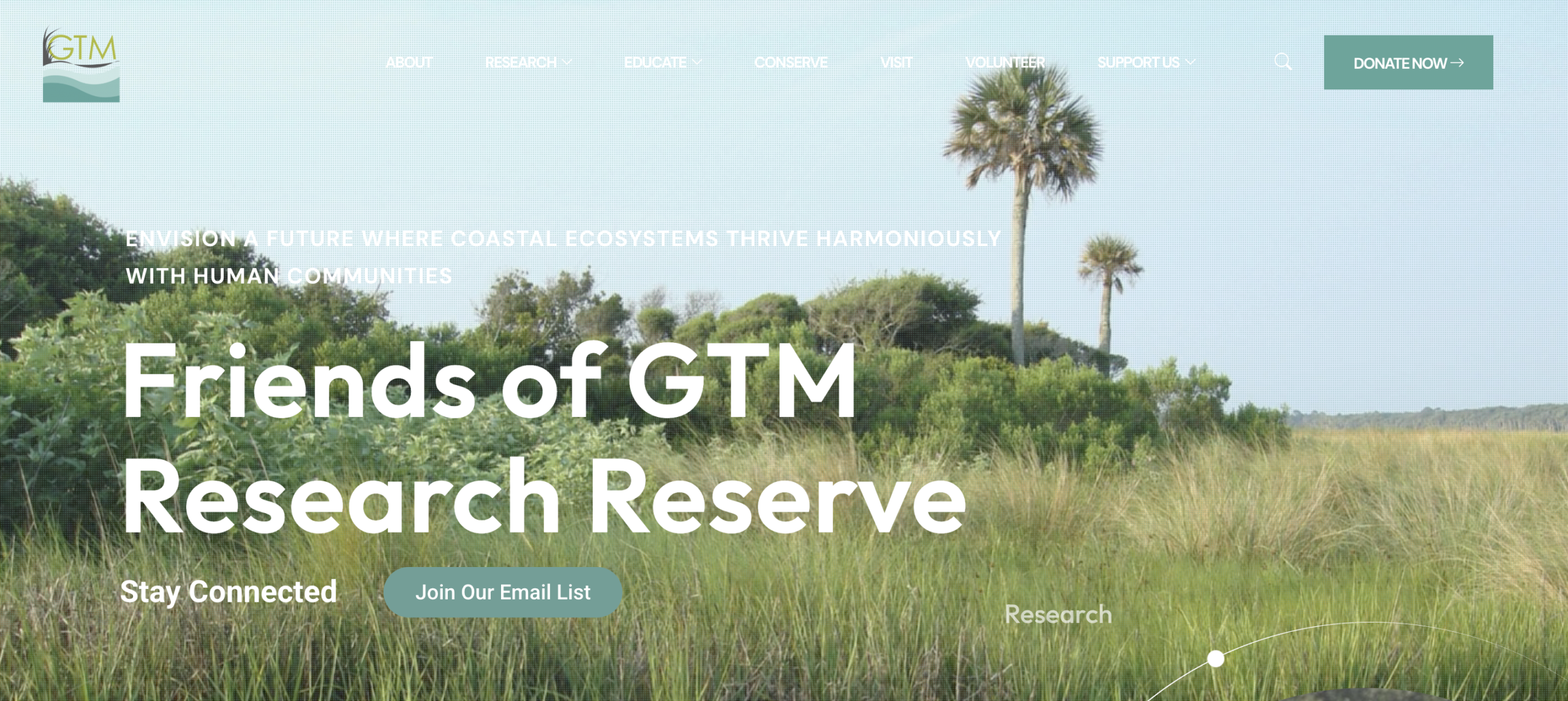 Friends of GTM Research Reserve website homepage
